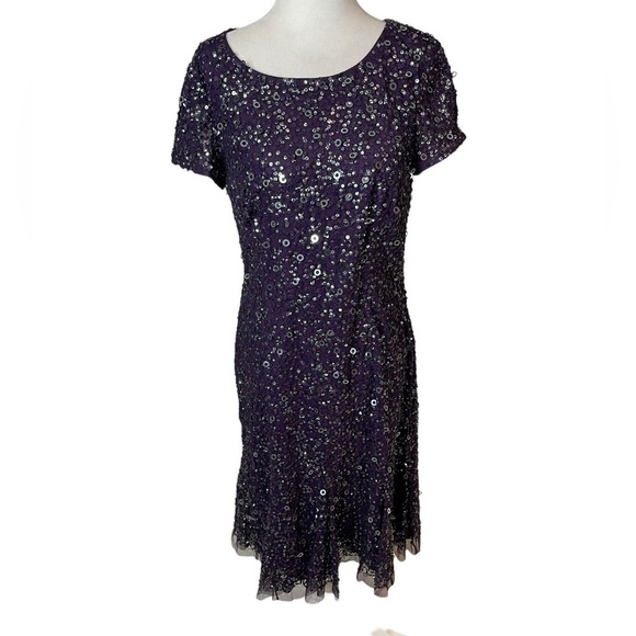 Adrianna Papell Sparkly Sequins Knee Length Semi formal Dress Size 12 Large - Picture 1 of 14